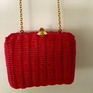 Red straw shoulder/crossbody bag